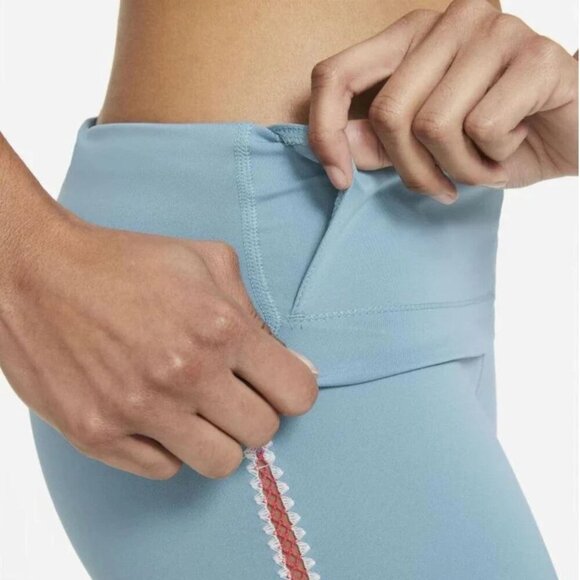Nike Dri-Fit Blue High Rise Crochet Edge 7/8 Leggings - 47015 - Picture 11 of 11